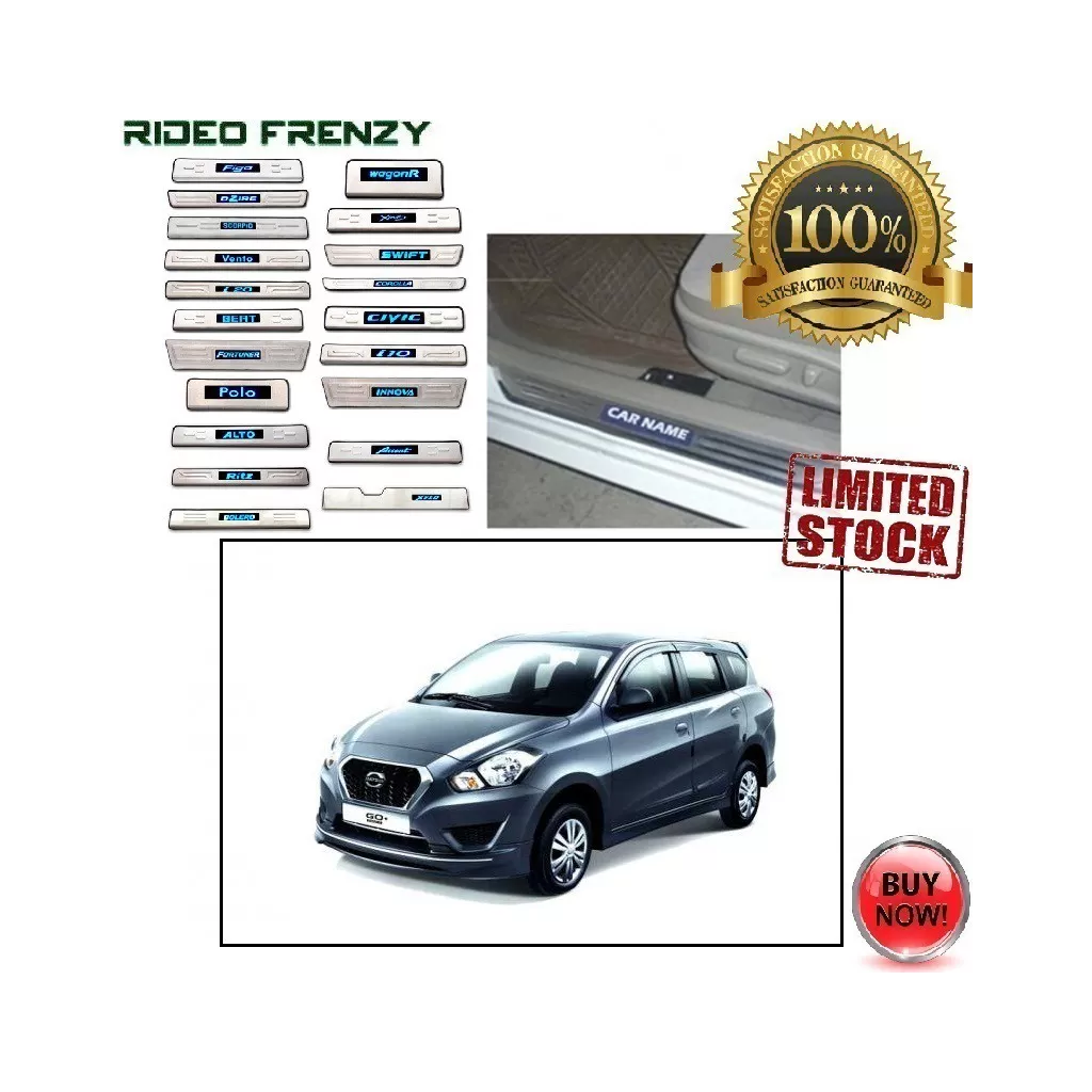 Buy Datsun Go Plus Stainless Steel Sill Plate with Blue LED online | Rideofrenzy