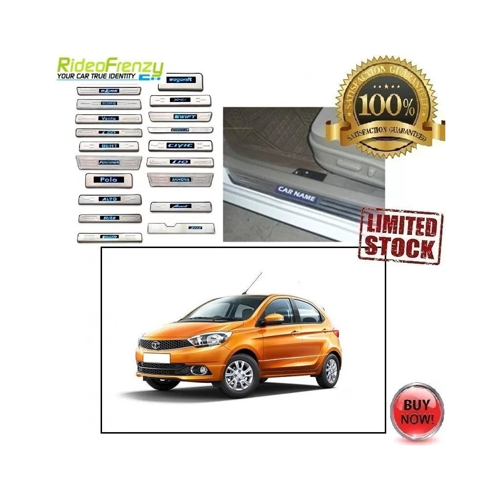 Door Stainless Steel Sill Plate with Blue LED for Tata Zest