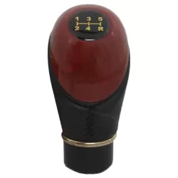 Beige Leatherite Wooden Finished Gear Knob