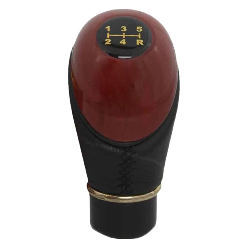 Beige Leatherite Wooden Finished Gear Knob