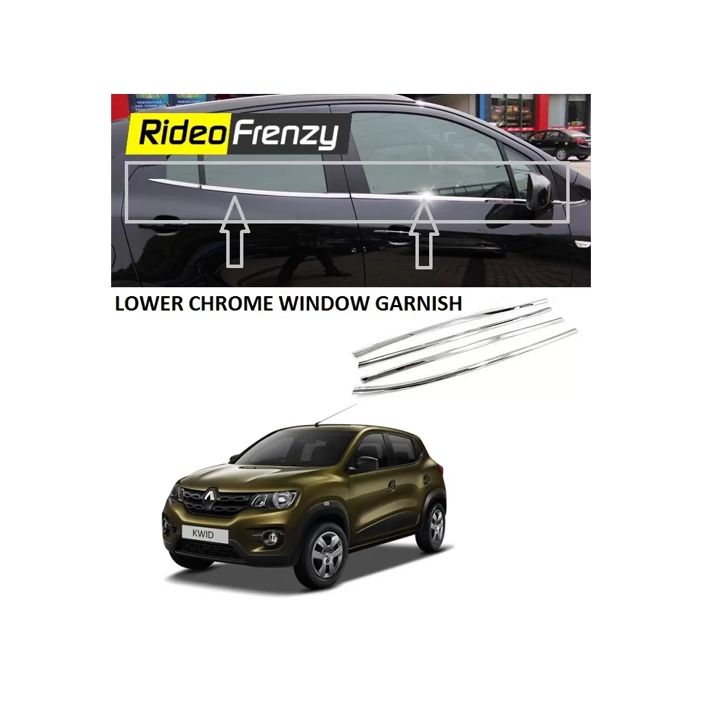 Buy Stainless Steel Renault Kwid Lower Window Garnish online |Rideofrenzy