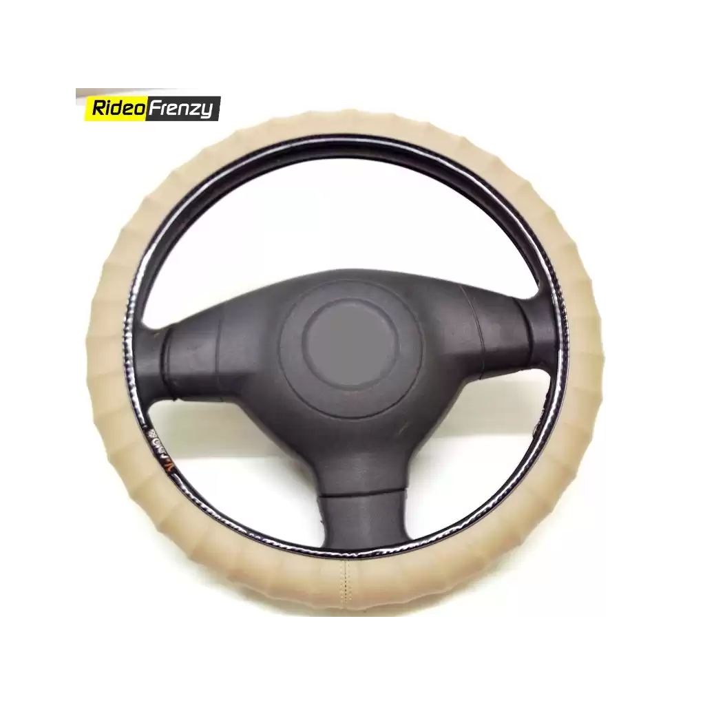 Premium Quality Bold Edge Steering Cover-Beige