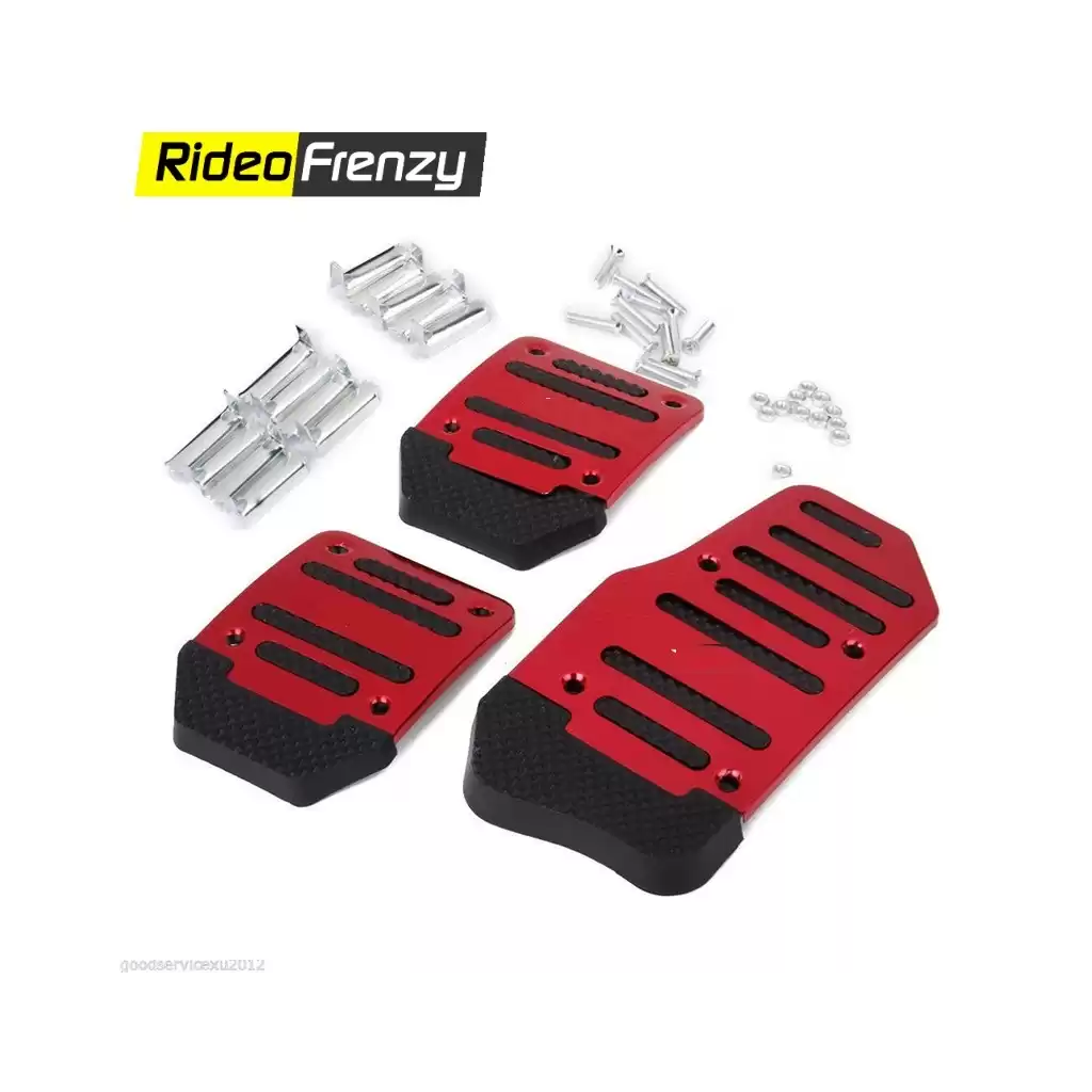 Metallic Anti Slip Car Pedal Kit Set of 3 Blue