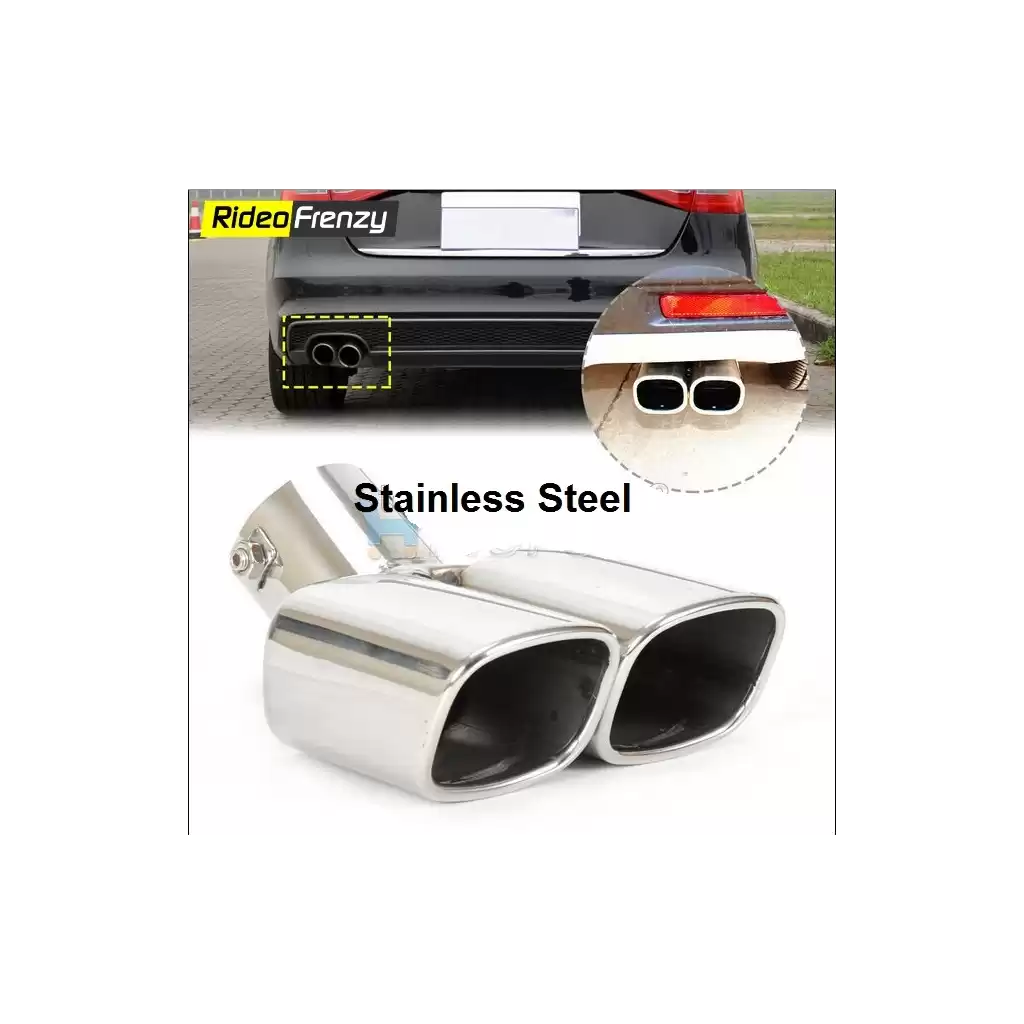 Racing Style Twin Chrome Heavy Duty Exhaust Muffler