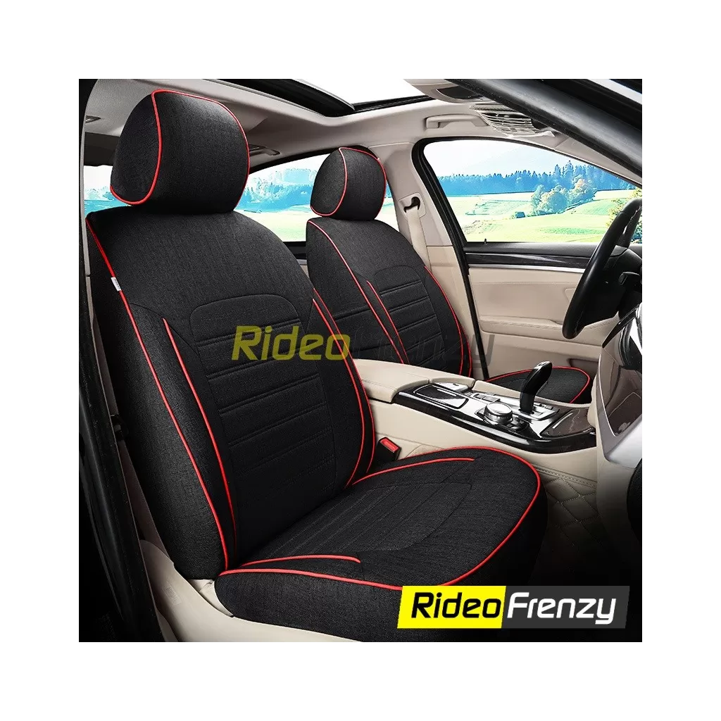 Buy Luxurious Jute Car Seat Covers | Zigro Black & Red | Summer Friendly (Non Heating & Breathable)