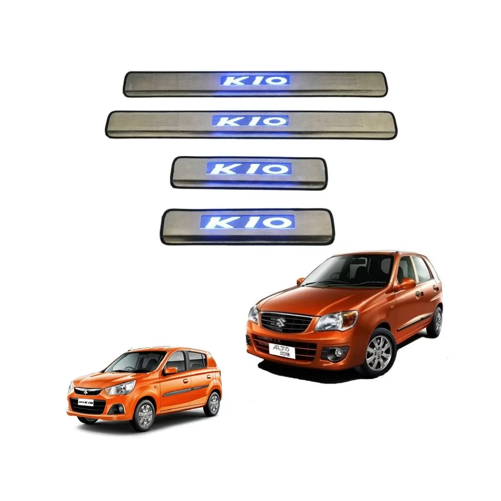 Door Stainless Steel Sill Maruti Alto K10 Door Stainless Steel Sill Plate with blue LEDPlate WITH LED ALTO K10