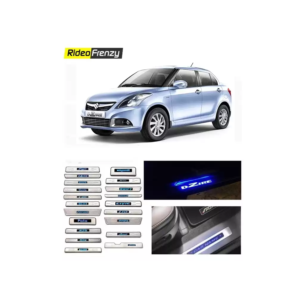 Buy Maruti Swift Dzire Door Sill Plate with blue LED online at low prices-RideoFrenzy