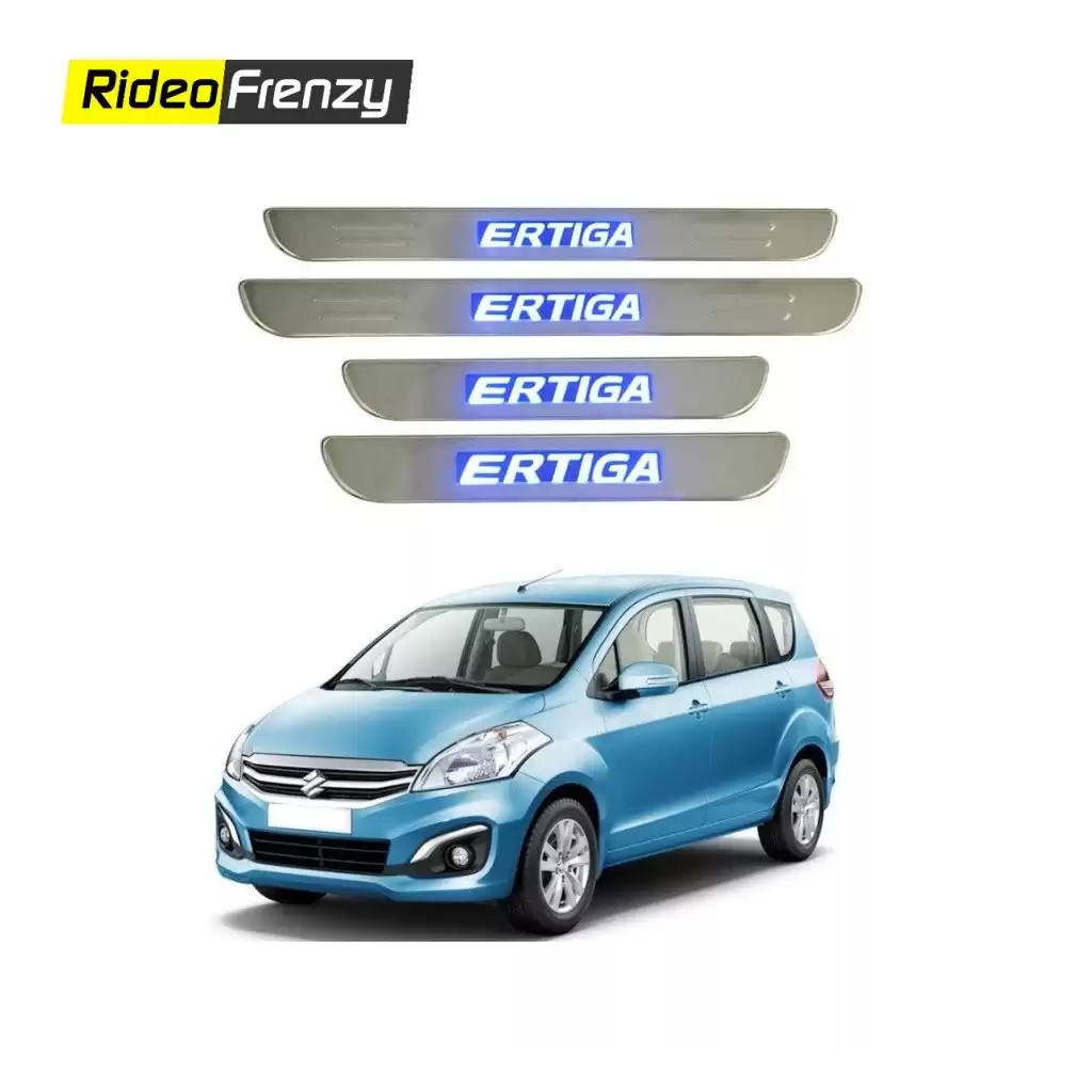 Buy Maruti Ertiga Stainless Steel Sill Plates with Blue LED at low prices-RideoFrenzy
