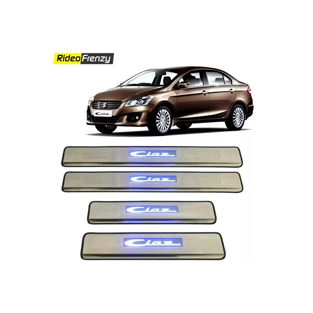 Buy Maruti Ciaz Door Stainless Steel Sill Plate with blue LED at low prices-RideoFrenzy
