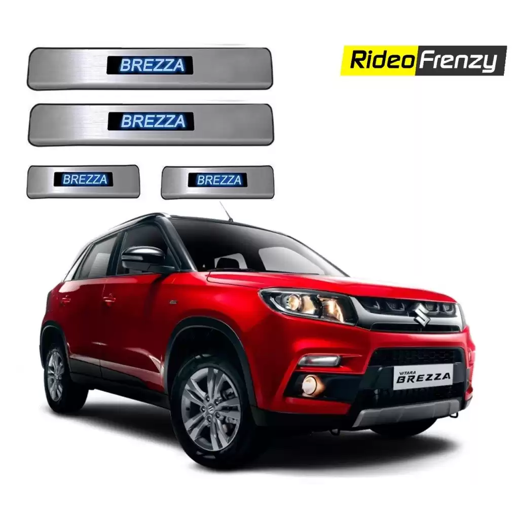 Buy Vitara Brezza Illuminated Scuff Plate Online | Blue LED Logo