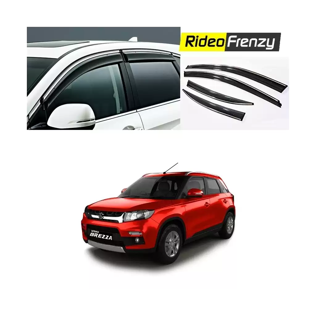 Buy Vitara Brezza Chrome Line Door Visors Online | Unbreakable ABS