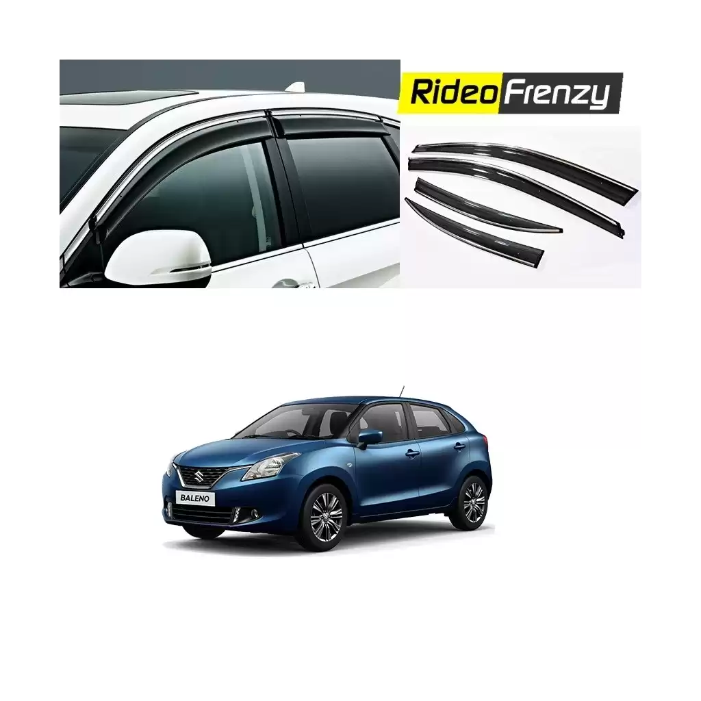 Buy Maruti Baleno Chrome Line Door Visors | Unbreakable ABS Plastic | Online India Rideofrenzy