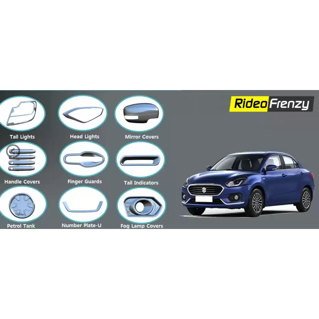Buy Maruti Dzire 2017 Chrome Combo Kit | Complete Set of  9 Items