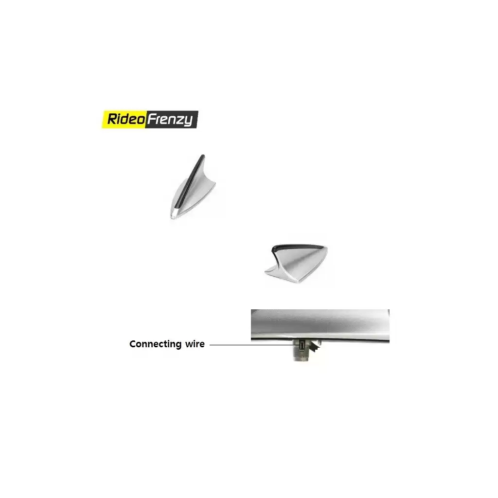 Buy Silver-Black Shark Fin Antenna with connection wire port at low prices-RideoFrenzy