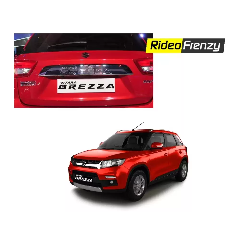 Buy Vitara Brezza License Plate Emblem Chrome Garnish | Triple Layer Chrome Plating