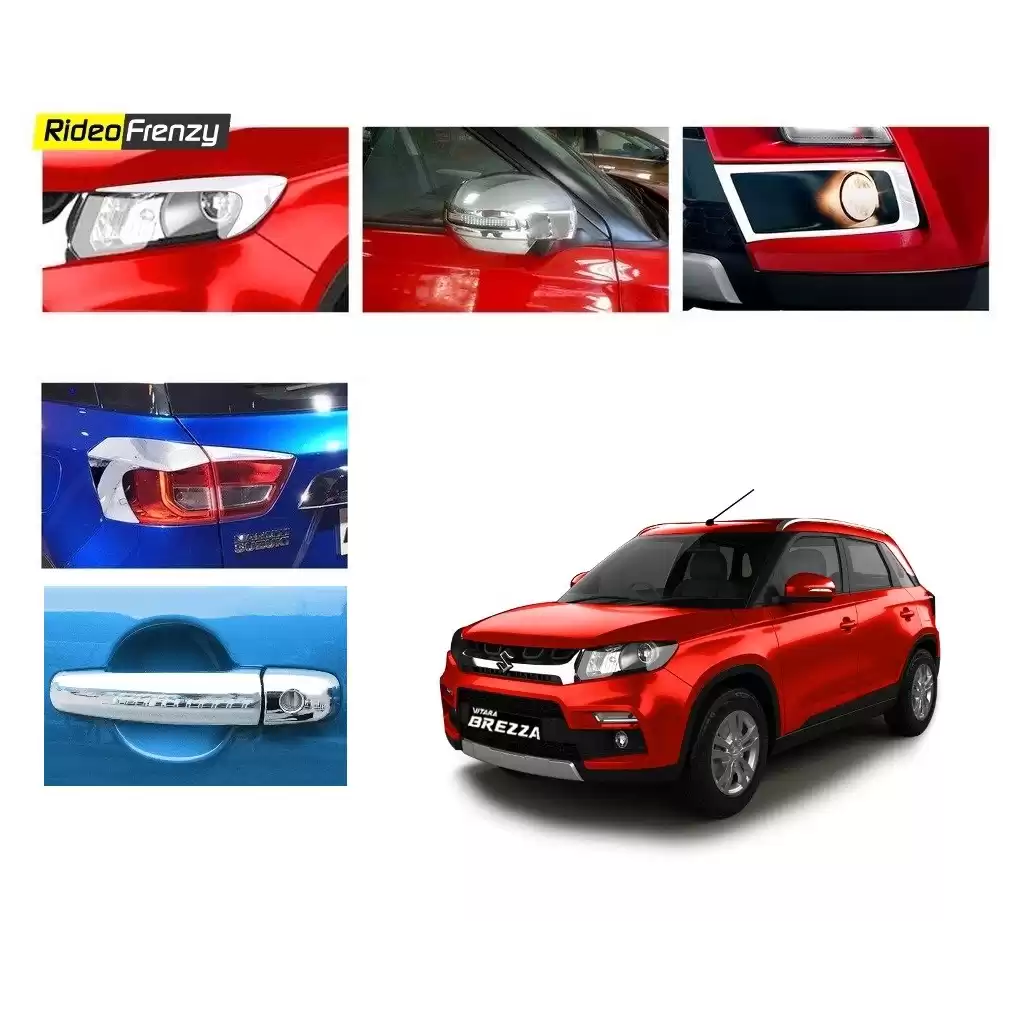 Buy Maruti Vitara Brezza Chrome Combo Kit-Headlights.Tail lights,Mirror covers,Handle covers etc at low prices-RideoFrenzy