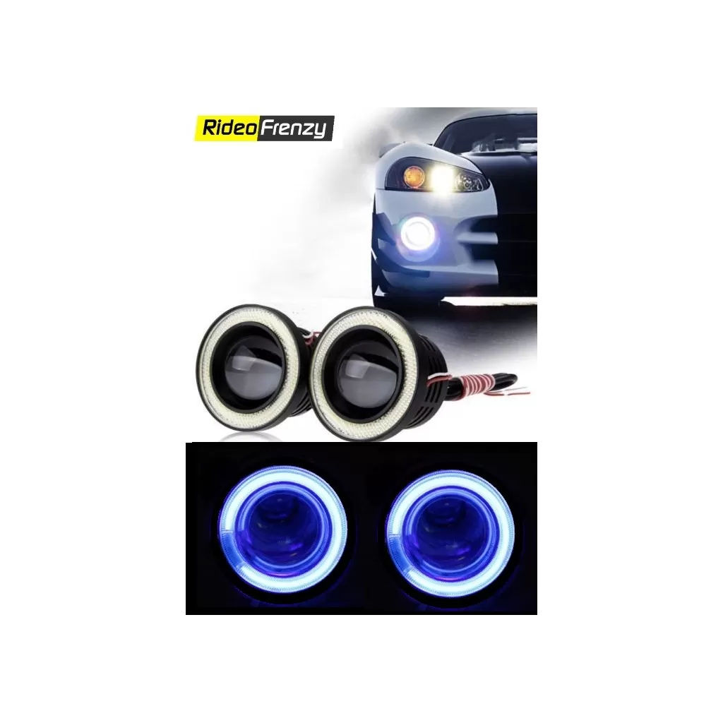 Buy LED Projector Fog Light with Blue Angel Eye Online India | Top Selling