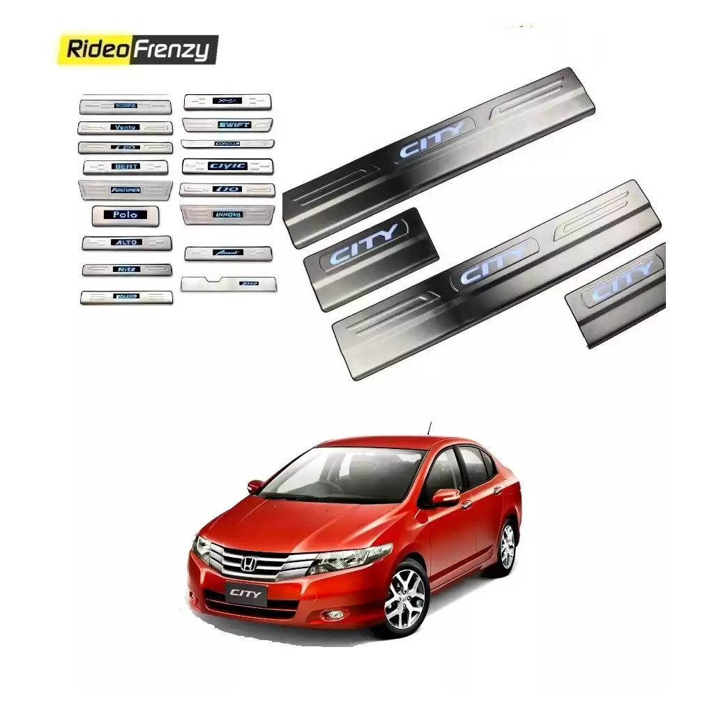 Buy Honda City Ivtec Door Stainless Steel Sill Plate with Blue LED online at low prices-Rideofrenzy