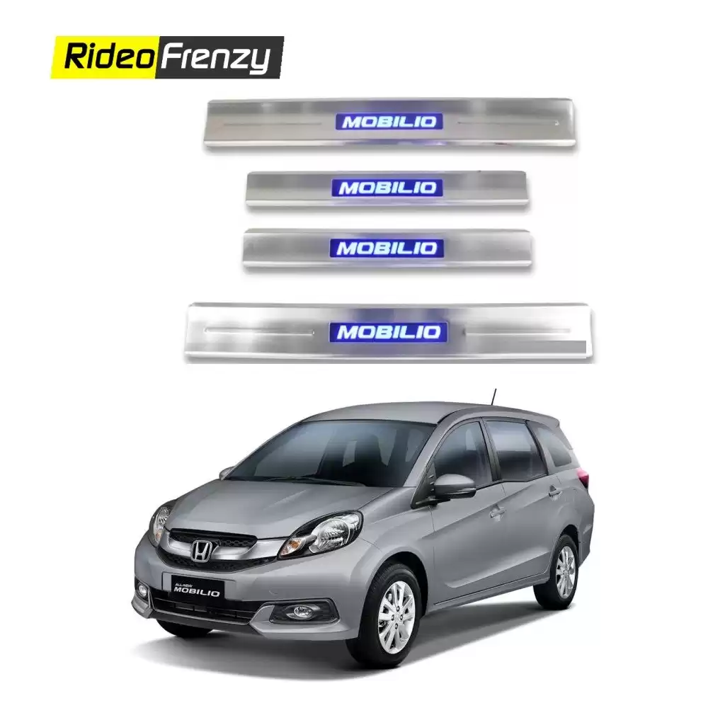 Buy Honda Mobilio Stainless Steel Sill Plate with Blue LED online at low prices-RideoFrenzy
