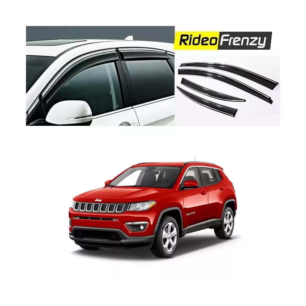 Buy Unbreakable Jeep Compass Chrome Line Door Visors in ABS Plastic at low prices-RideoFrenzy