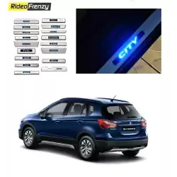 Buy Maruti Scross Door Stainless Steel Sill Plate with blue LED at low prices-RideoFrenzy