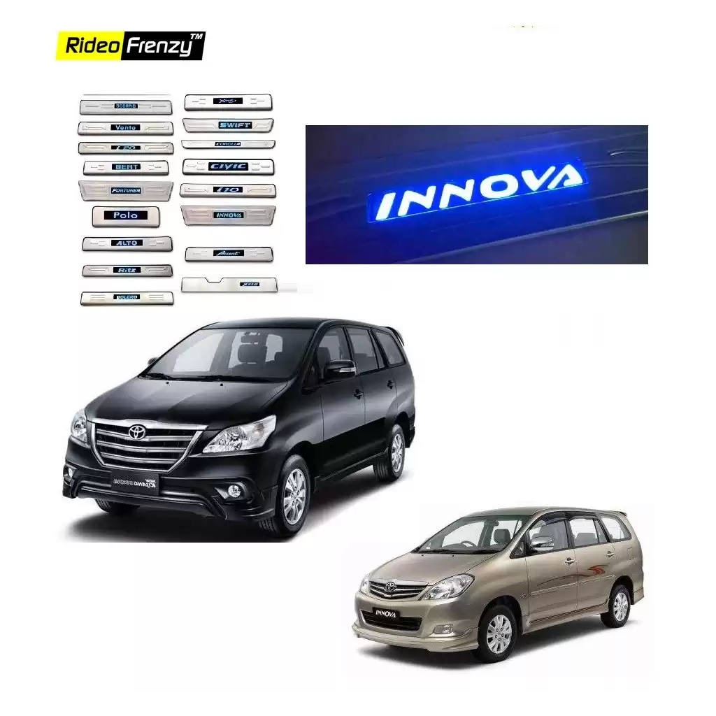 Buy Toyota Innova Stainless Steel Sill Plate with Blue LED online at low prices-Rideofrenzy