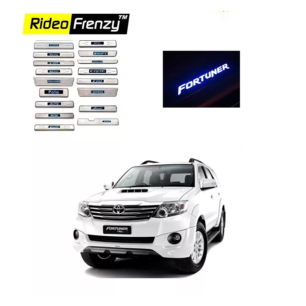Buy Toyota Fortuner Door Stainless Steel Sill Plate with Blue LED online at low prices-Rideofrenzy