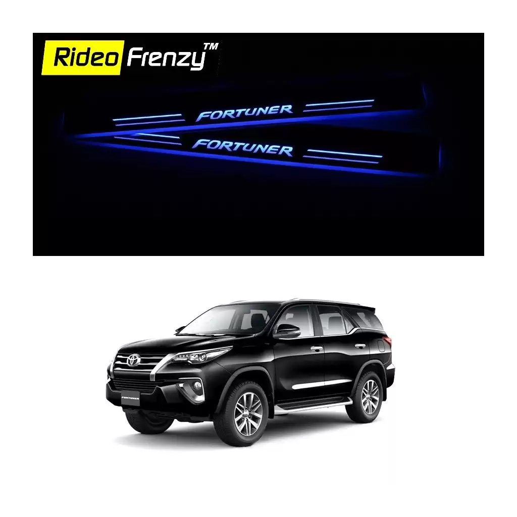 Buy New Toyota Fortuner Stainless Steel Sill Plate with Blue LED online at low prices-Rideofrenzy Buy New Toyota Fortuner Stainless Steel Sill Plate with Blue LED online at low prices-Rideofrenzy