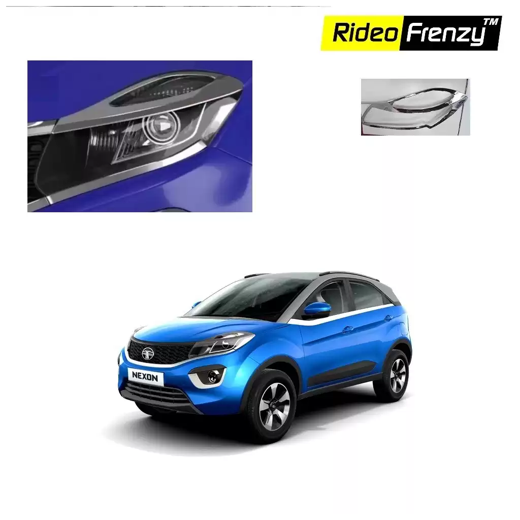 Buy Tata NEXON Chrome Head Light Garnish Covers online at low prices | Rideofrenzy