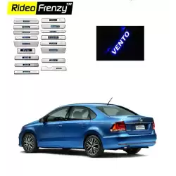Buy Volkswagen Vento Stainless Steel Sill Plate with Blue LED online at low prices | Rideofrenzy