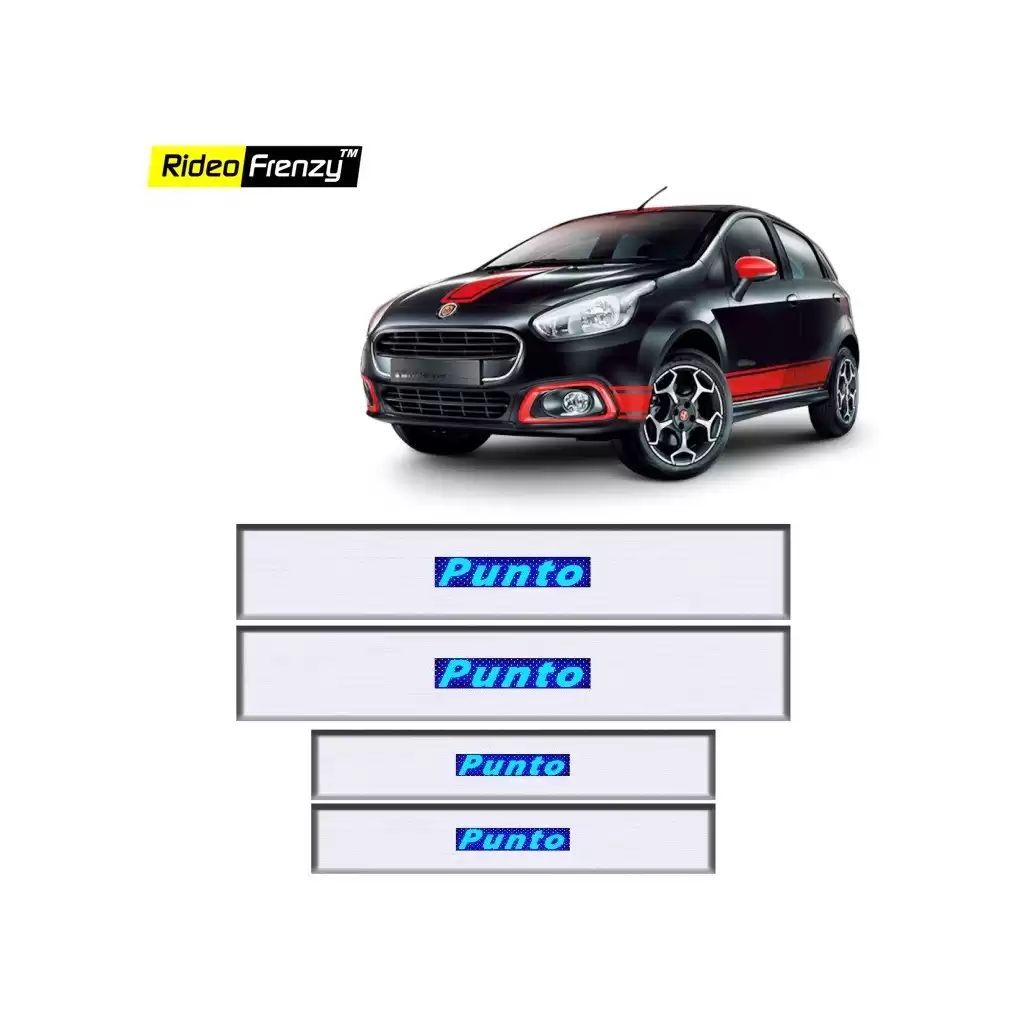 Buy Fiat Punto Stainless Steel Sill Plate with Blue LED online at low prices | Rideofrenzy