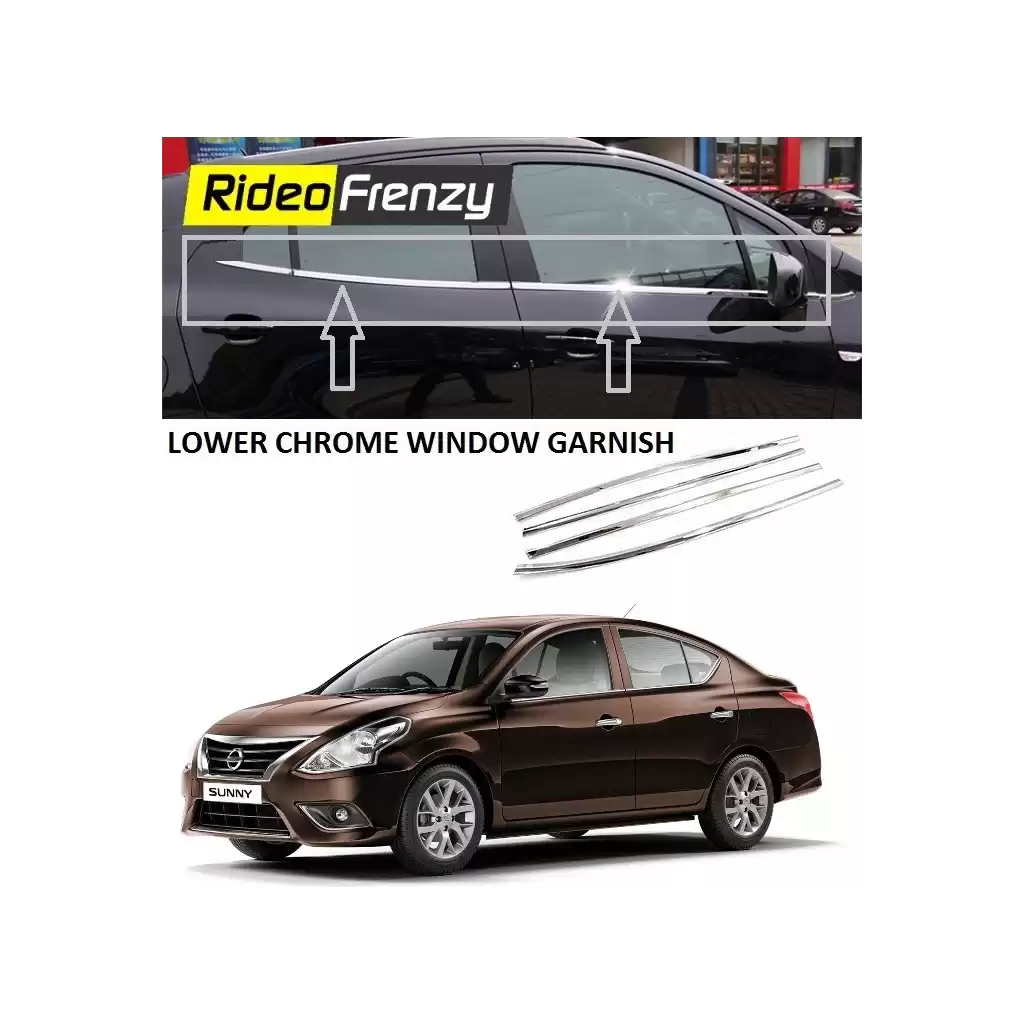 Buy Nissan Sunny Stainless Steel Chrome Window Garnish online | Rideofrenzy