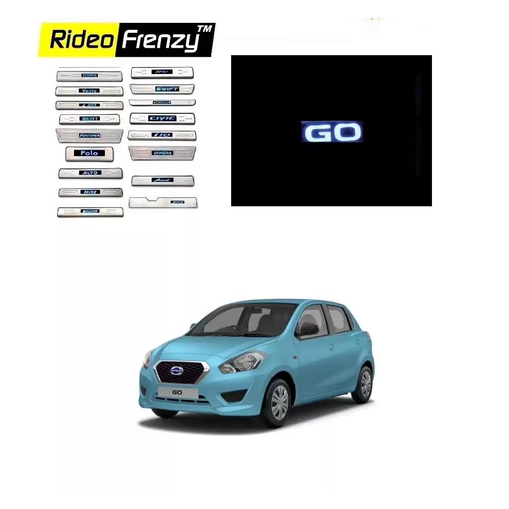 Buy  Datsun Go Illuminated Scuff Plate with Blue LED online | Rideofrenzy