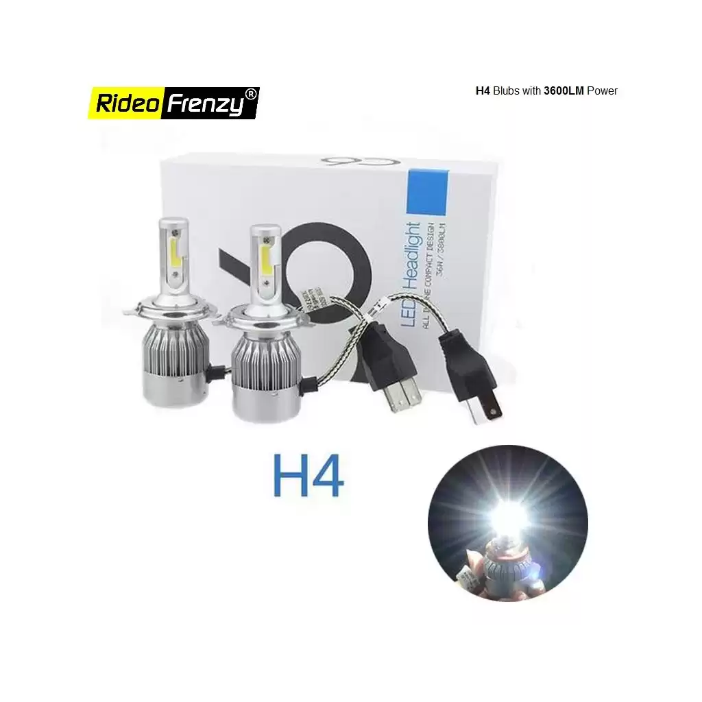 Buy H4 LED Bulbs | 3800LM Ultra Bright White Light | C6 High & Low Beams Online India