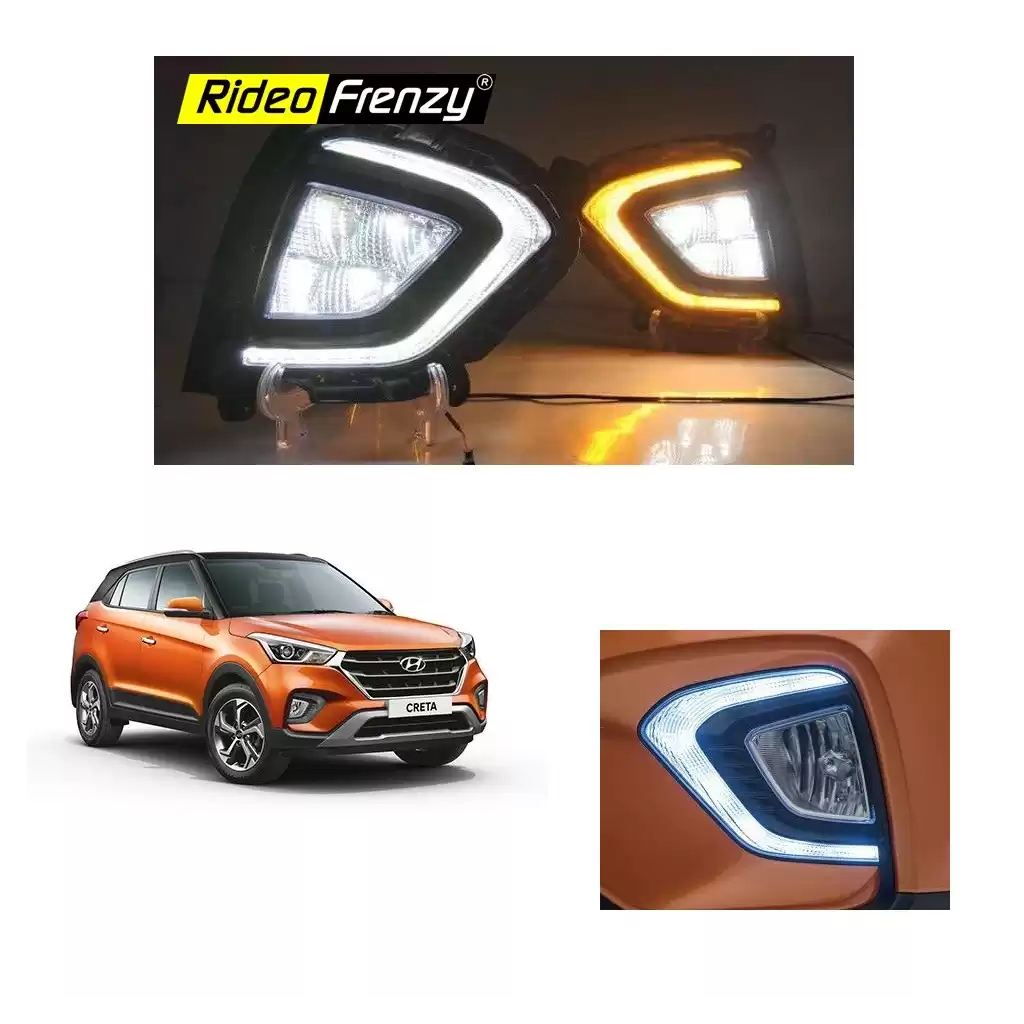 Buy Hyundai Creta 2018 Type Fog Lamp with DRL | No Wire Cutting | Best Selling Creta Accessories