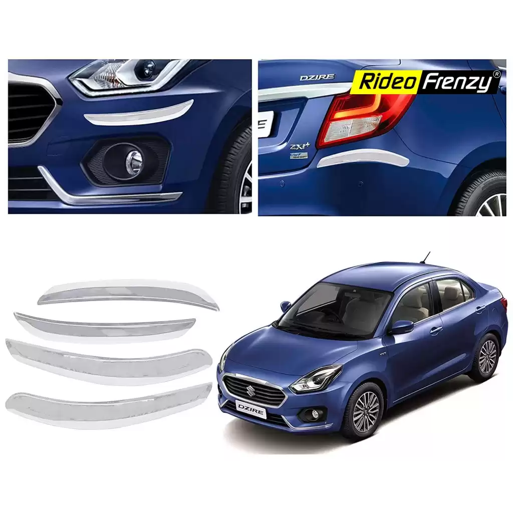 Buy Maruti Dzire 2017 Chrome Bumper Protectors Guards | Original OE Type | Online India