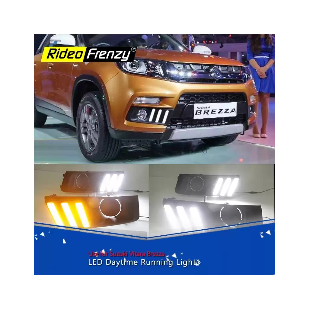 Buy Vitara Brezza LED DRL (Day Time Running Lights) With Turn Signal ( Mustang Style ) | 100% Genuine