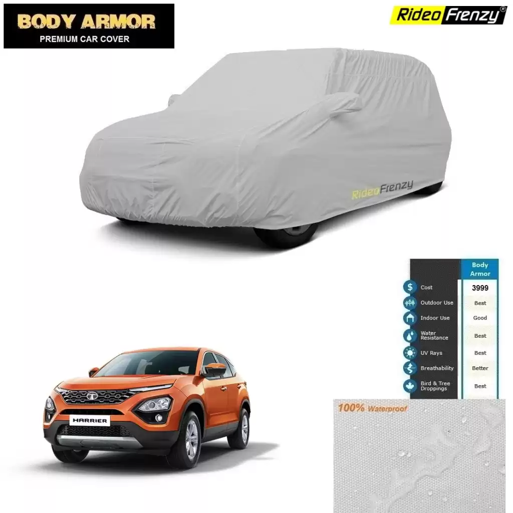 Body Armor Tata Harrier Car Cover with Mirror Pocket | 100% WaterProof | UV Resistant | No Color Bleeding