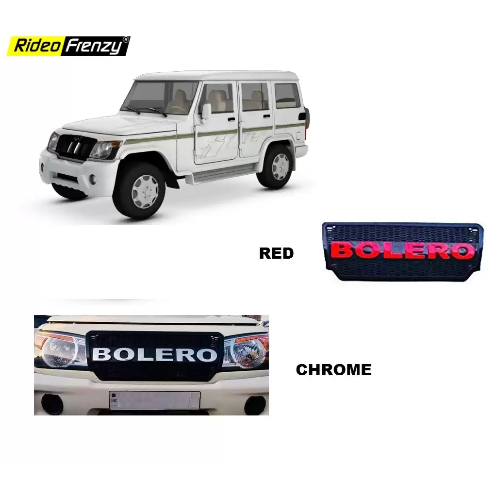 Mahindra Bolero Customized Front Grill | Imported | ABS Moulded | Custom Fit | Black | RED | Chrome Color