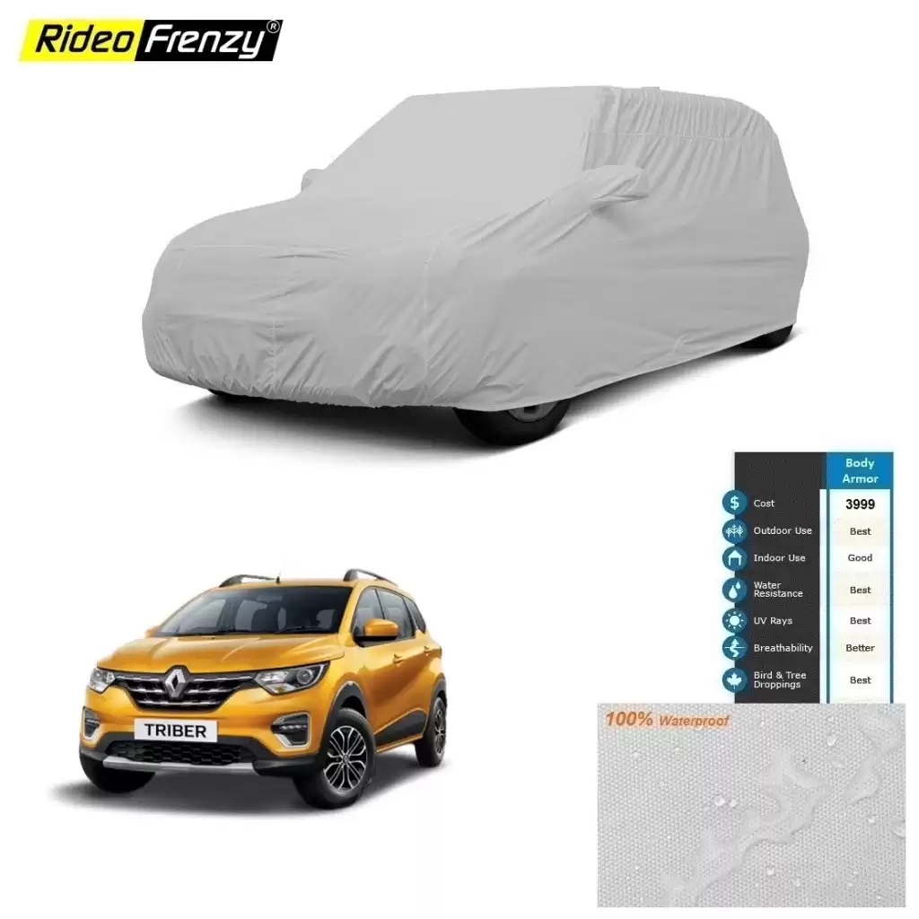 Body Armor Renault Triber Car Cover with Mirror Pocket | 100% WaterProof | UV Resistant | No Color Bleeding