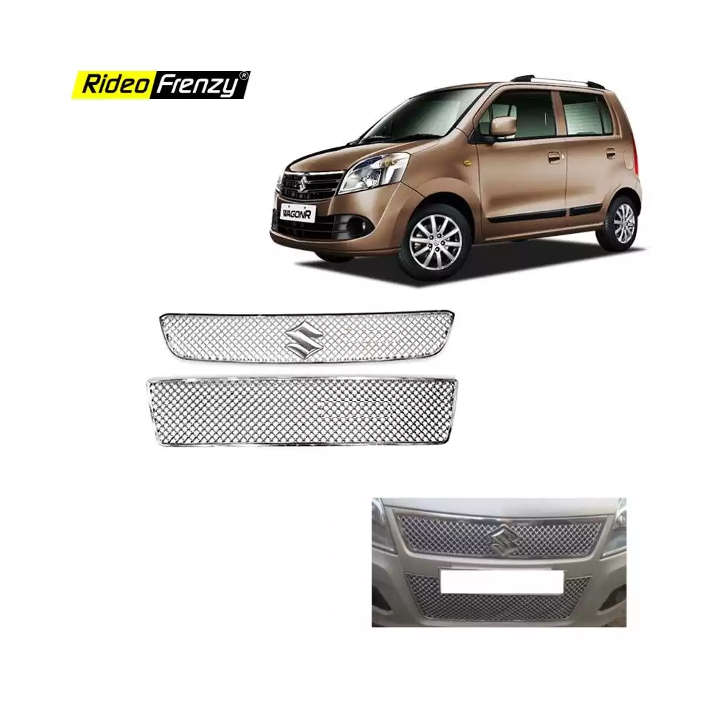 Maruti New WagonR Chrome Grill Covers (Upper+lower) | High Quality ABS Plastic Chrome Plating