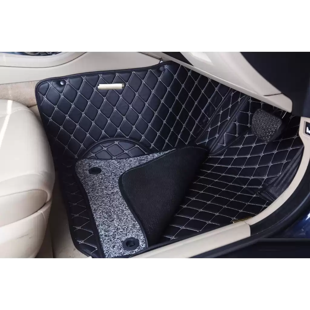 Buy Mahindra Marazzo Leather Floor Mats | Full Coverage | Anti Slip Velcro Sticky Back