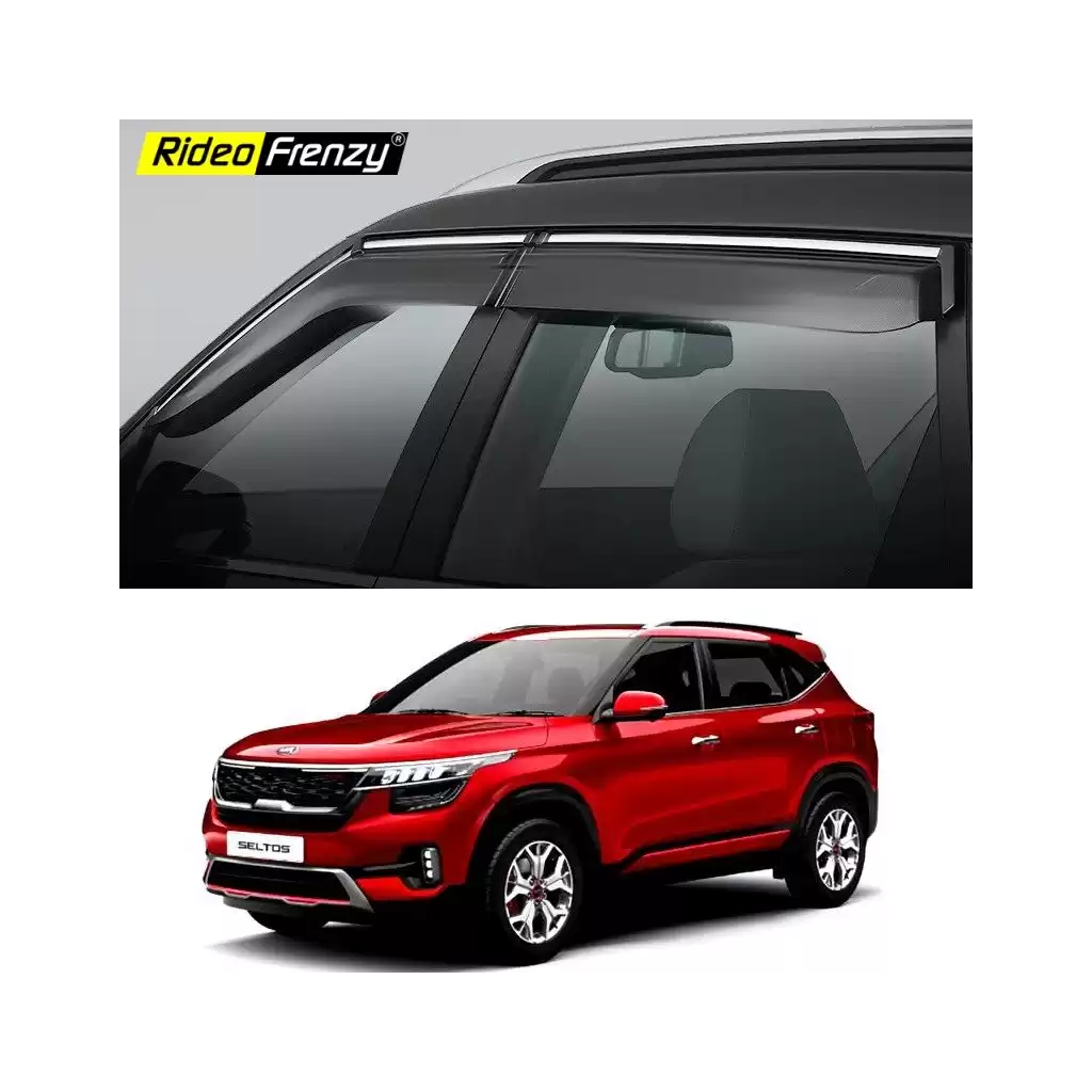 Kia Seltos Chrome Line Door Visors | Unbreakable ABS Plastic