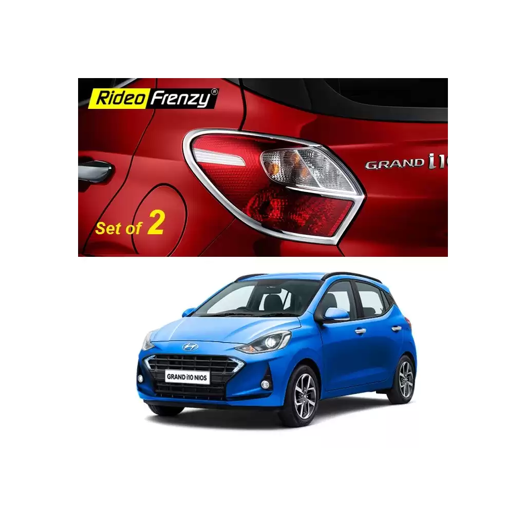 Hyundai Grand i10 Nios Chrome Tail Light Covers Garnish | Triple Layered Chrome Plating