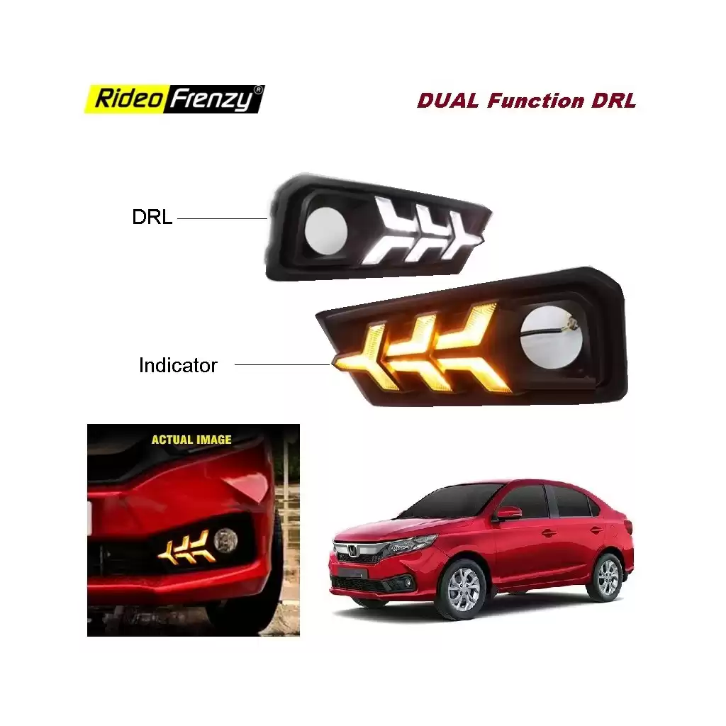 Buy Honda Amaze 2018 | 2019 | 2020 Dual Function Led DRL Day Time Running Lights | Matrix Type Turn Indicator Signal