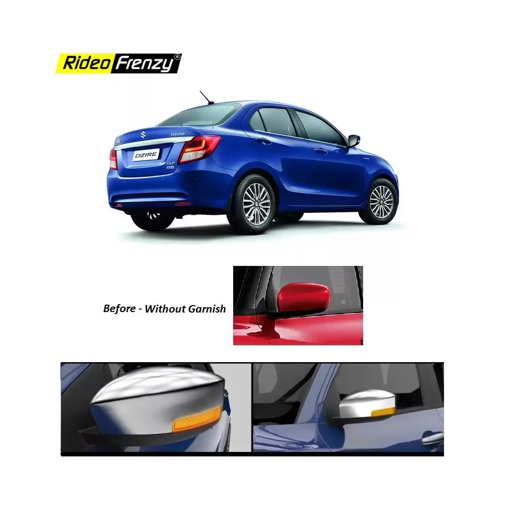 Buy New Dzire 2017 - 2020 Chrome Blinking Side Mirror Garnish Covers with Indicators | Specialized ABS Material