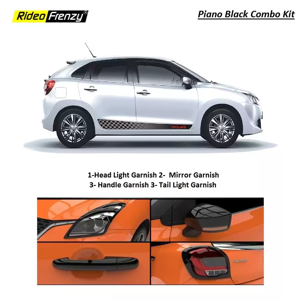 Buy Maruti Suzuki Baleno Paino Black Combo Garnish Set 4 | Triple Layered Paint