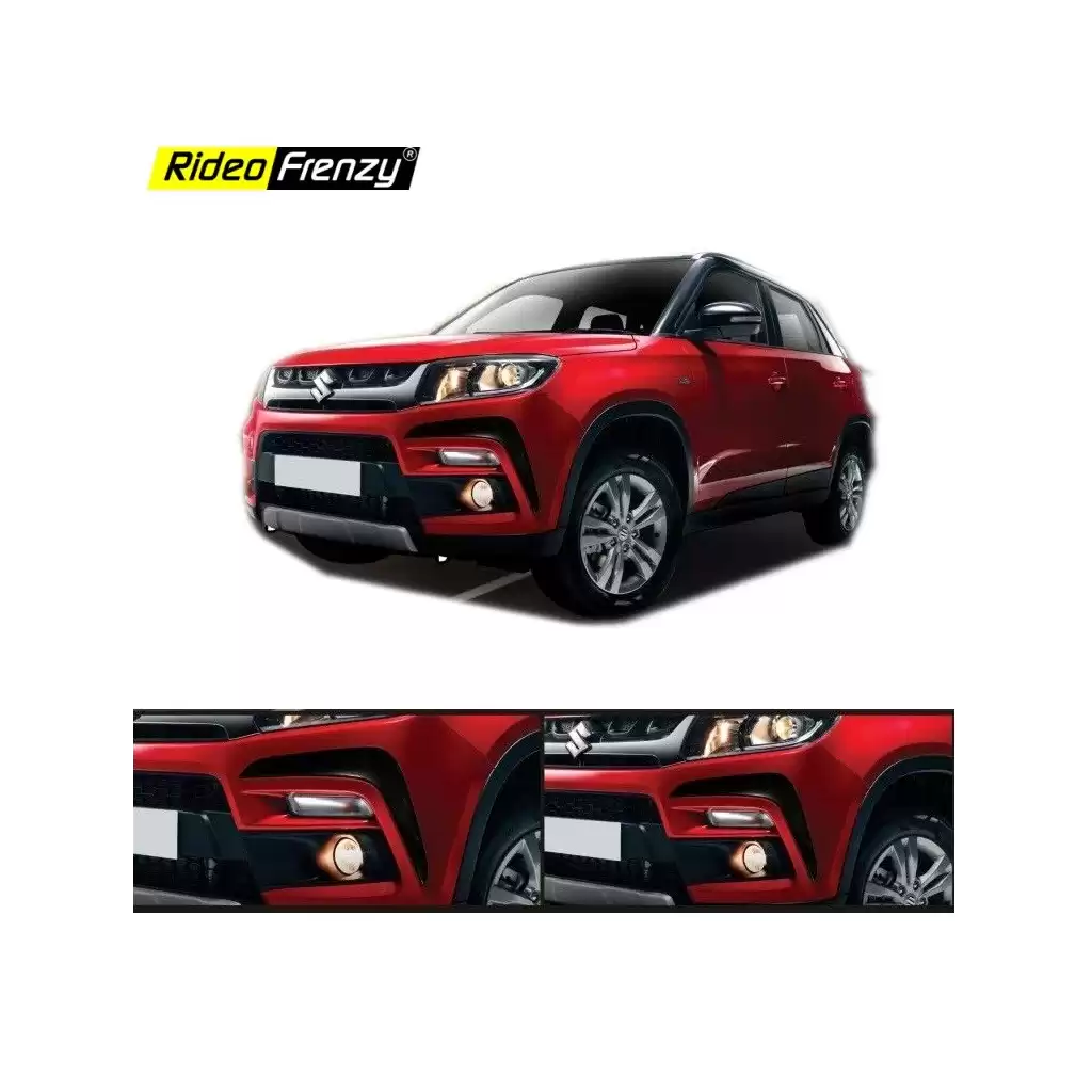 Buy Vitara Brezza Black Chrome line Bumper Protectors Guards | Original OE Type