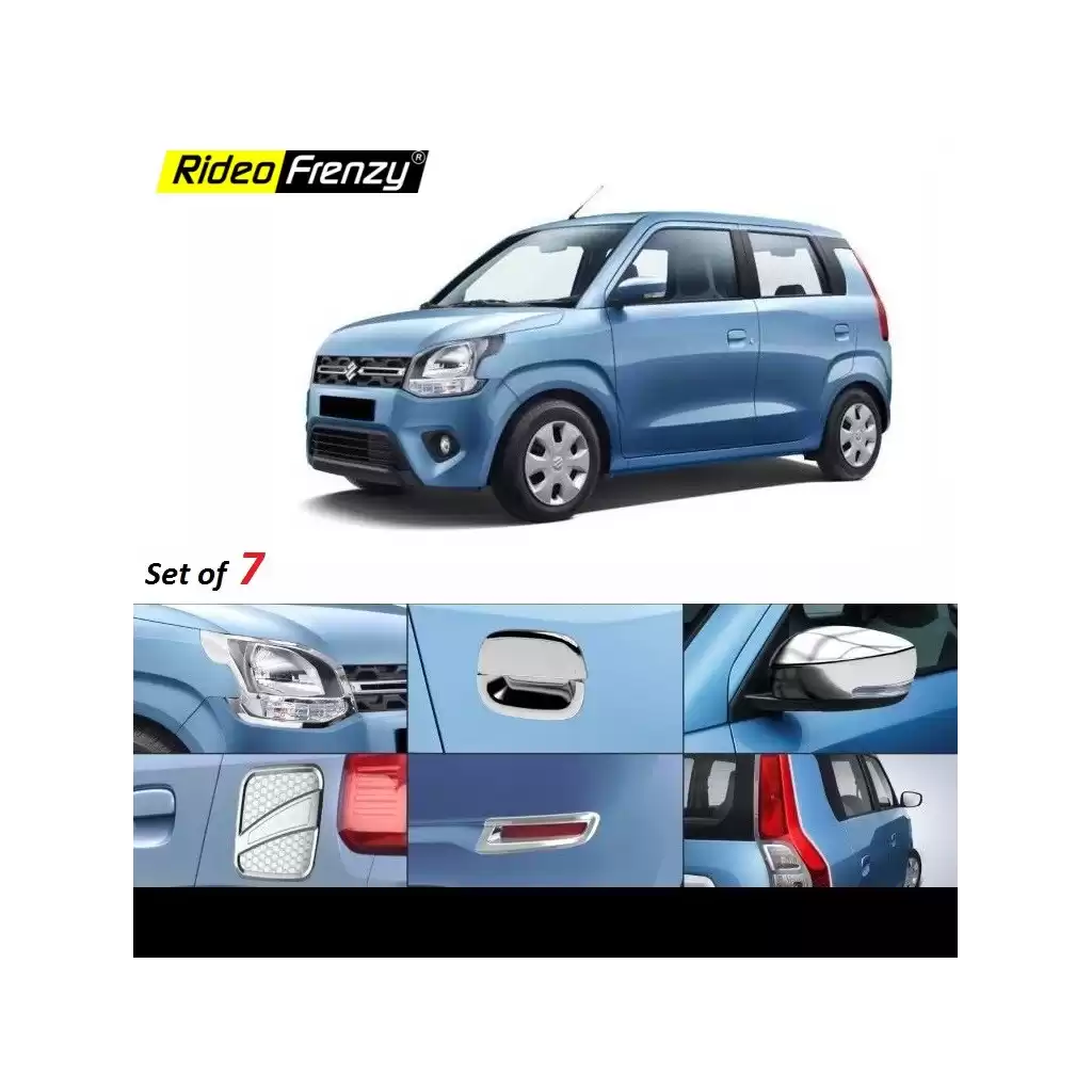 Buy New WagonR 2019 Chrome Combo Garnish Kit Set Head lights,Tail lights,Mirror Covers,Handle covers