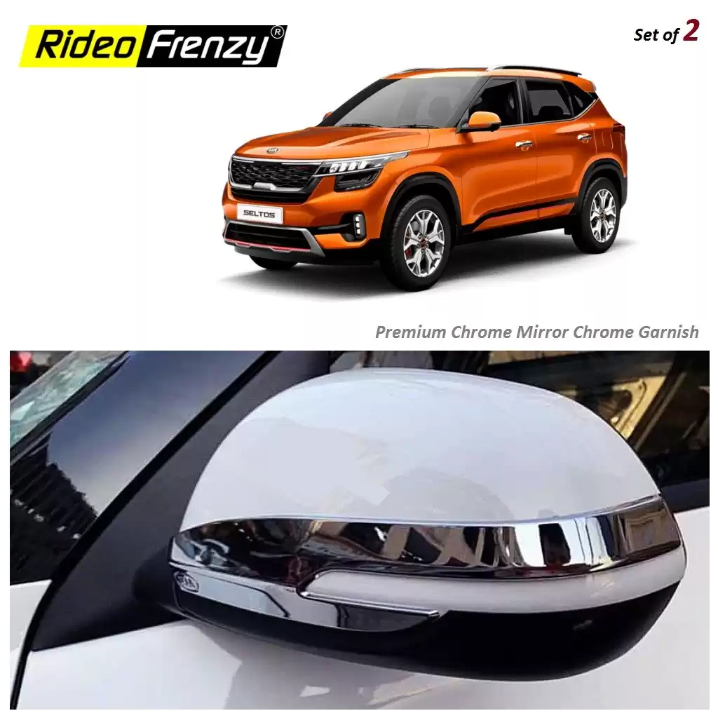 Buy Kia Seltos Chrome Mirror Sash Covers Garnish | Triple Layered Chrome Plating